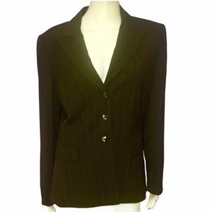 Tahari Arthur S. Levine Brown Pinstripe Blazer Size 10